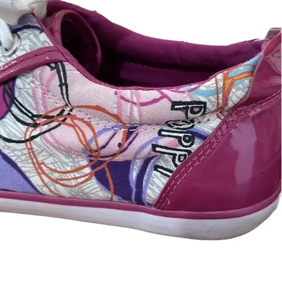 Coach Poppy Barrett sneakers - purple patent leather & cloth - size 6.5 - Picture 3 of 6